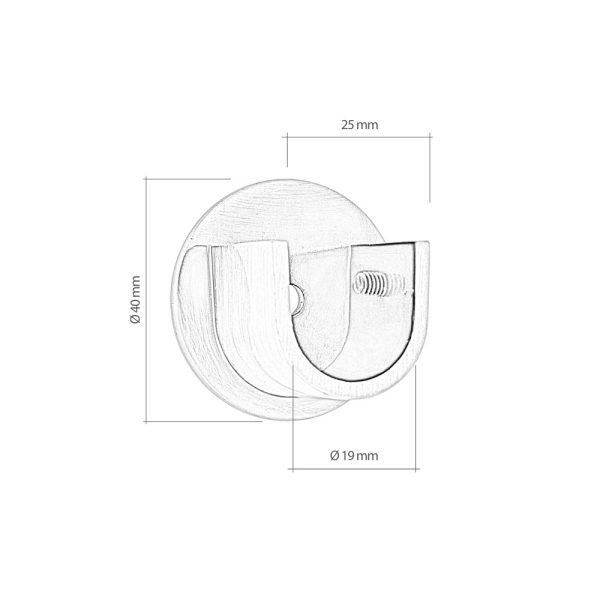 Recess bracket Matt Nickel 19mm - Image 2